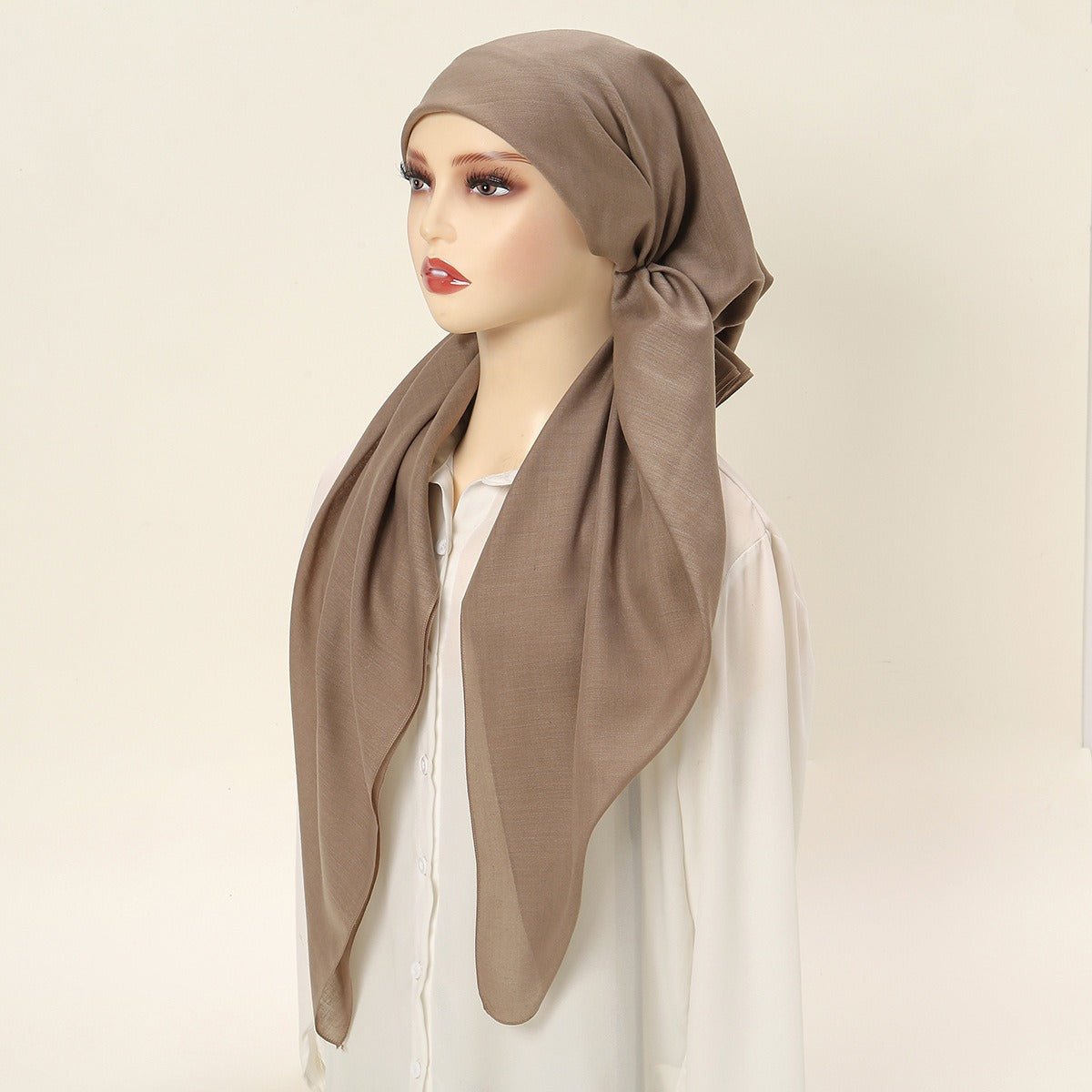 Premium Elastic Turban Caps Triangle Headwrap with Two - Tail Pullover Design. (MH118) - Mariam's Collection