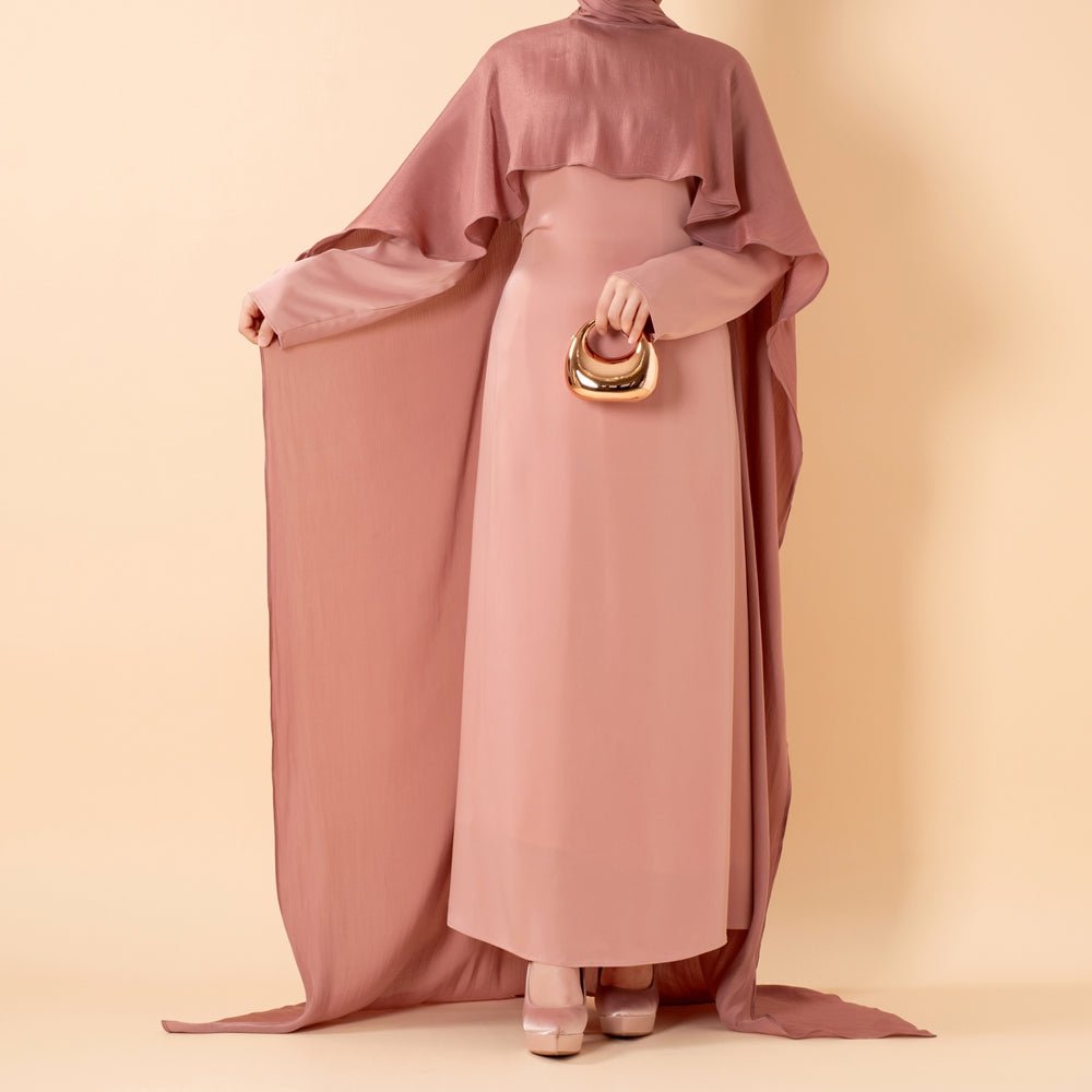 Premium Modest Luxury Organza Cape A - Line Maxi Dress Abaya(MA300) - Mariam's Collection