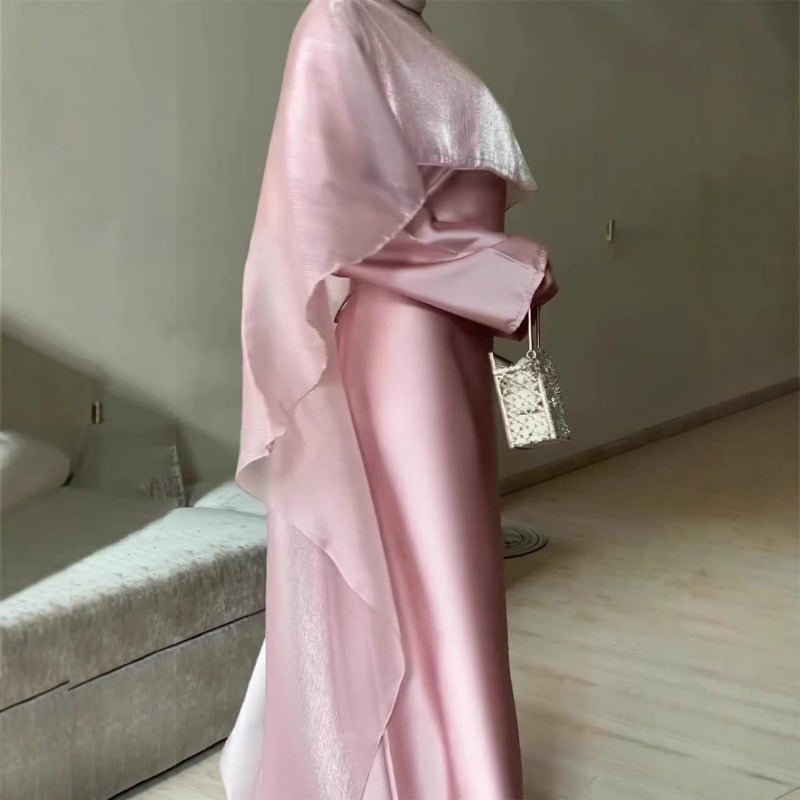 Premium Modest Luxury Organza Cape A - Line Maxi Dress Abaya(MA300) - Mariam's Collection