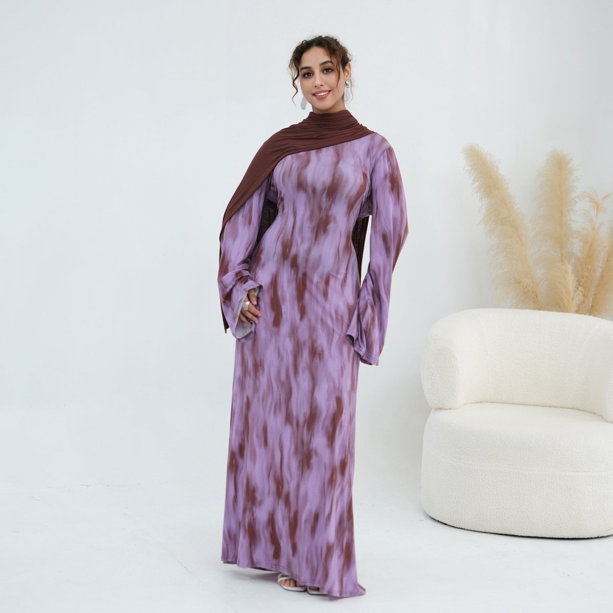 Print Stretch Maxi Dress(MS429) - Mariam's Collection