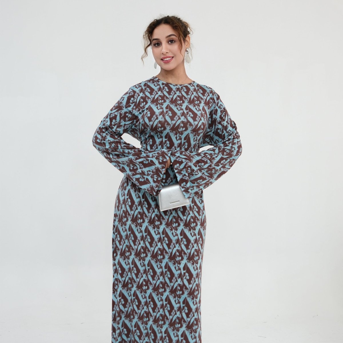 Print Stretch Maxi Dress(MS429) - Mariam's Collection