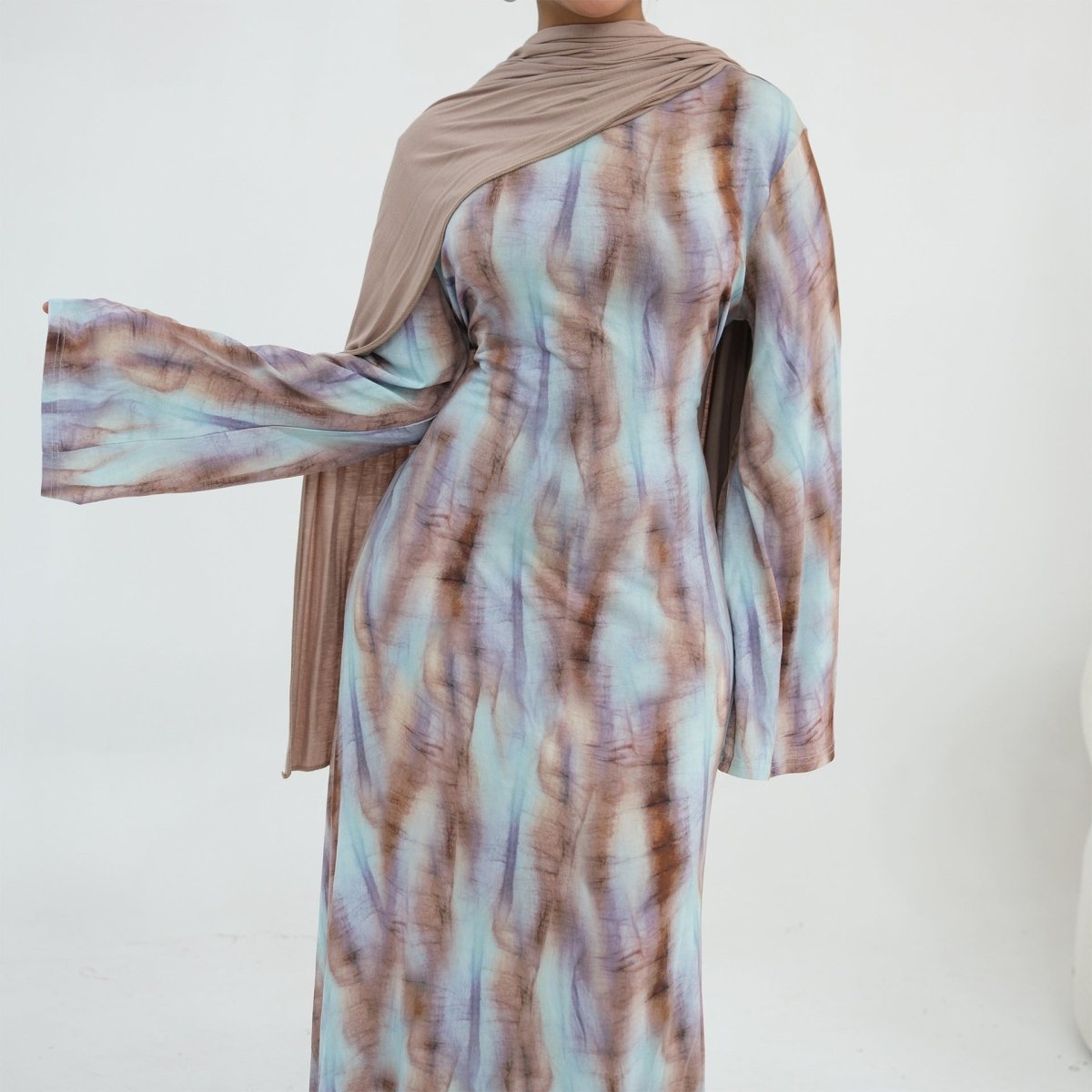 Print Stretch Maxi Dress(MS429) - Mariam's Collection