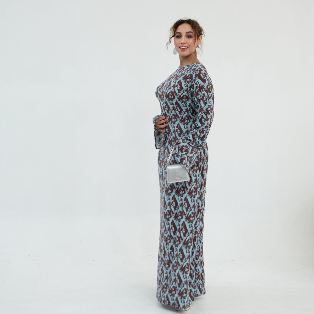 Print Stretch Maxi Dress(MS429) - Mariam's Collection