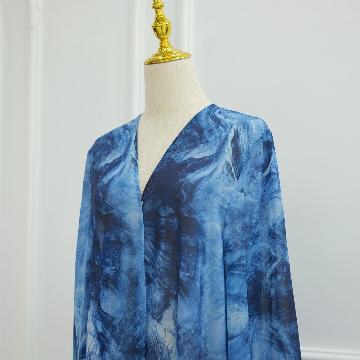 Printed Cardigan Abaya Collection | Modest Luxury Loungewear Feather - Print Robes (MOA194) - Mariam's Collection