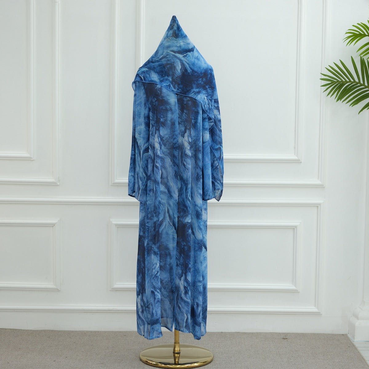 Printed Cardigan Abaya Collection | Modest Luxury Loungewear Feather - Print Robes (MOA194) - Mariam's Collection