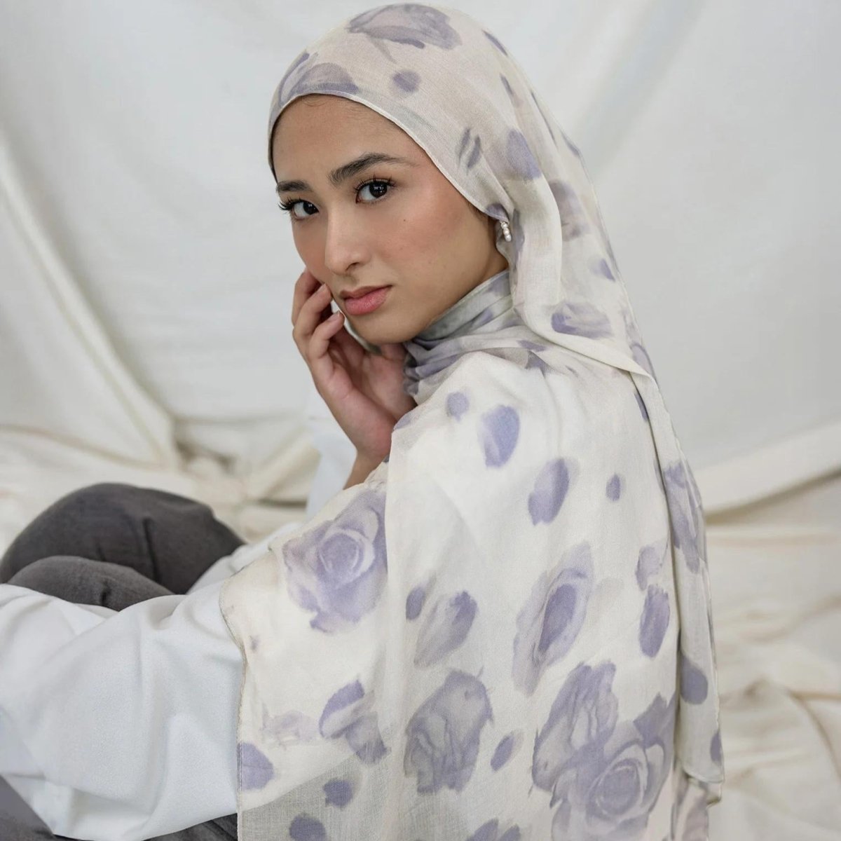 Printed Cotton Hijab Scarf | Soft Breathable Long Headscarf(MH201) - Mariam's Collection