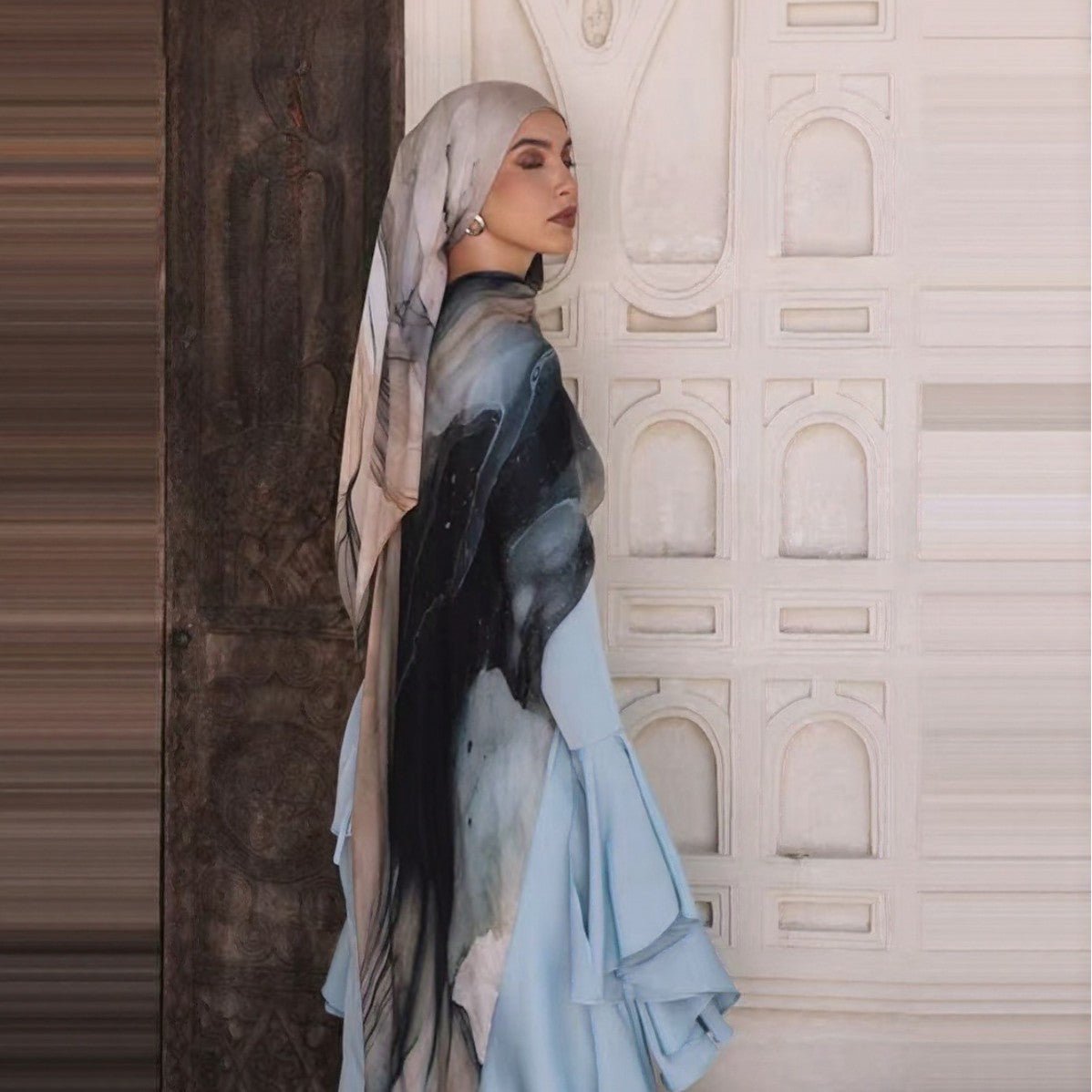 Printed Cotton Hijab Scarf | Soft Breathable Long Headscarf(MH201) - Mariam's Collection