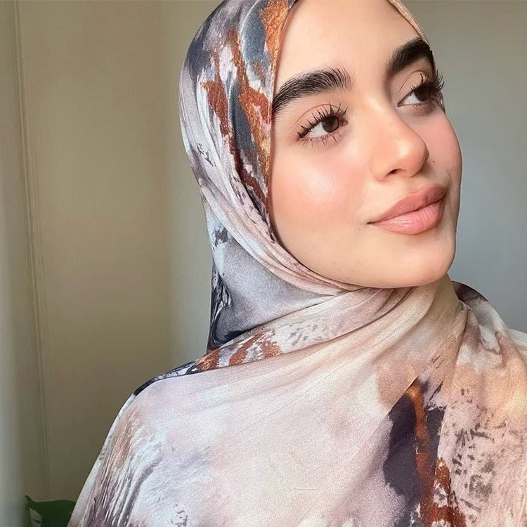 Printed Cotton Hijab Scarf | Soft Breathable Long Headscarf(MH201) - Mariam's Collection