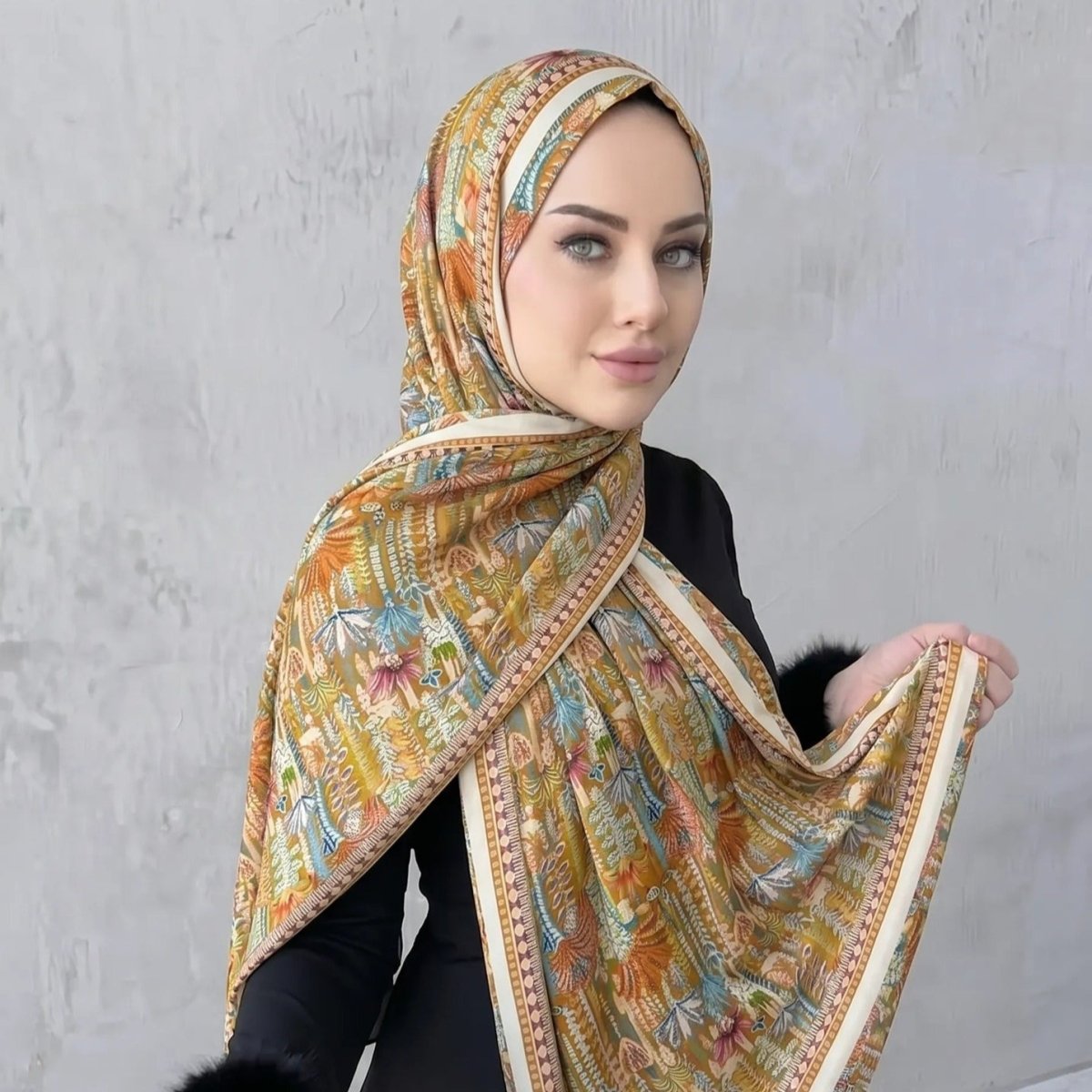 Printed Hijab Scarf(MH239) - Mariam's Collection