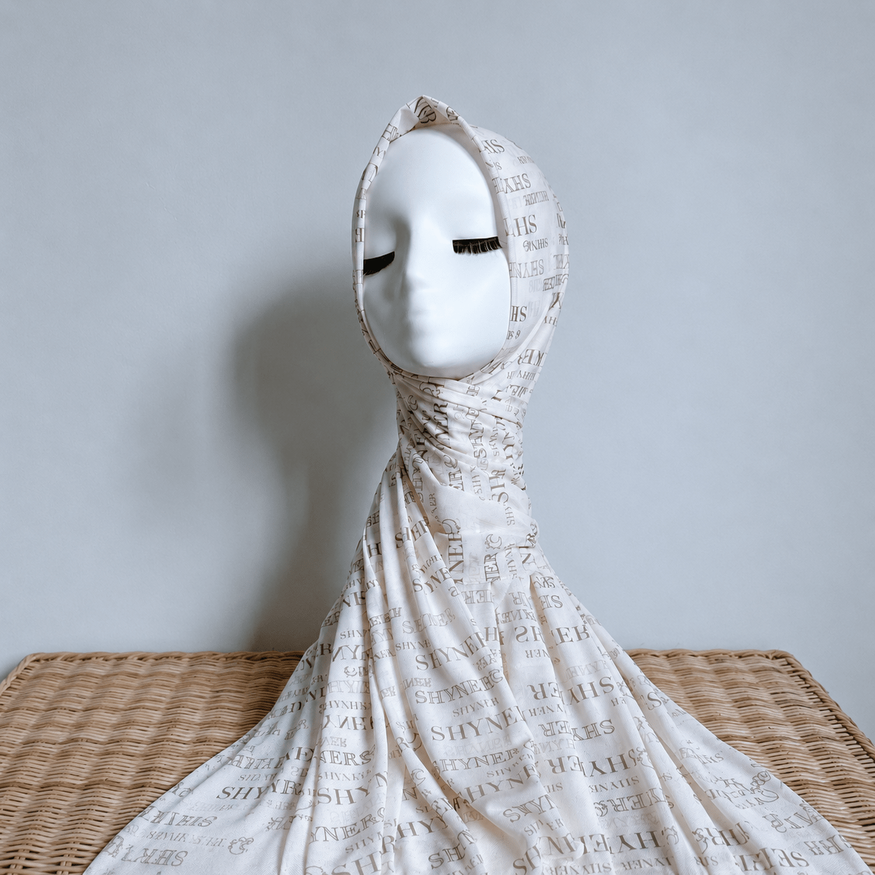 Printed Mesh Hijab – Wordmark Design, Breathable & Lightweight (MH259) - Mariam's Collection