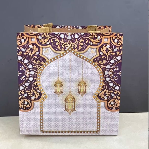Ramadan Eid Mubarak Handheld Gift Bag Set | Islamic Printed Non - Woven Tote Bags (MAC389) - Mariam's Collection