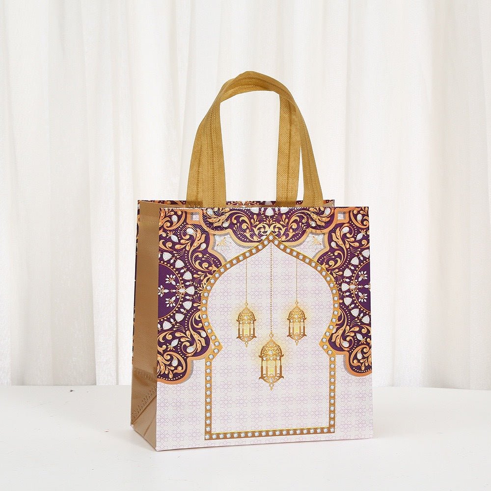 Ramadan Eid Mubarak Handheld Gift Bag Set | Islamic Printed Non - Woven Tote Bags (MAC389) - Mariam's Collection