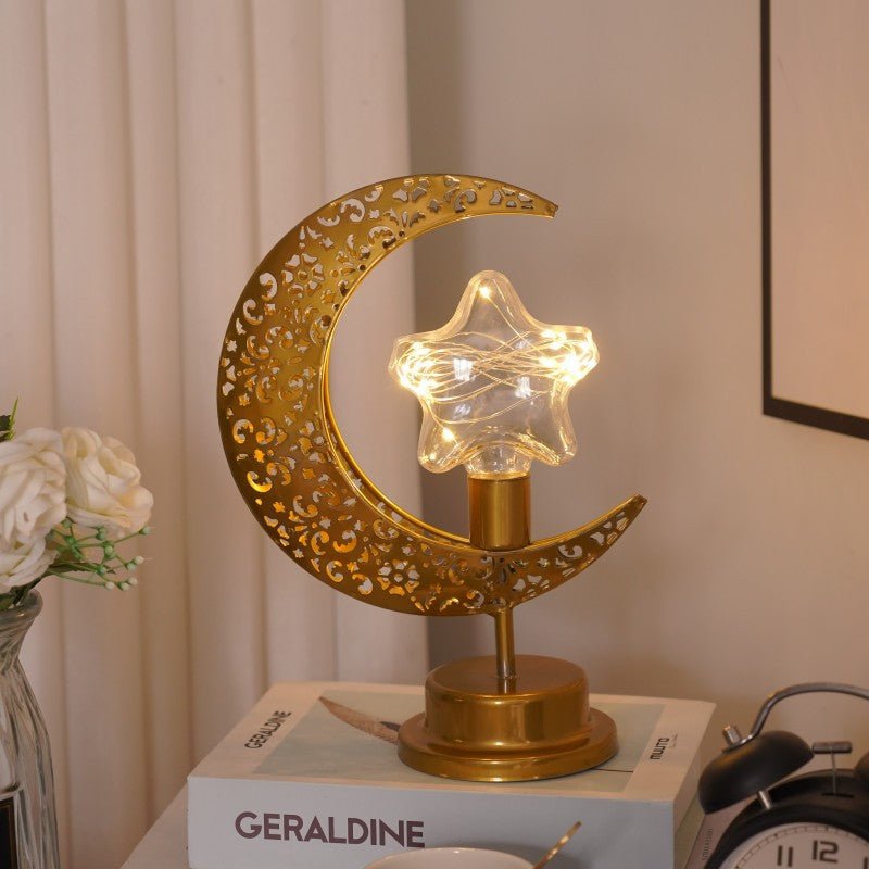 Ramadan Iron Star & Crescent Lamp Festive Candle Holder Decor (MAC399) - Mariam's Collection