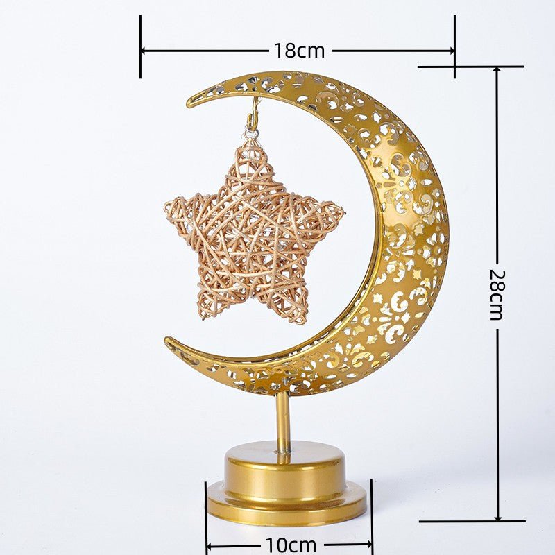 Ramadan Iron Star & Crescent Lamp Festive Candle Holder Decor (MAC399) - Mariam's Collection