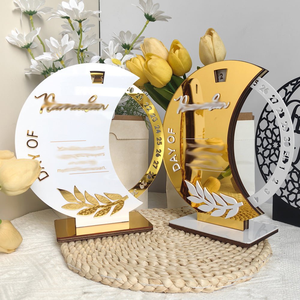 Ramadan Rotating Countdown Wooden Tabletop Decor (MAC378) - Mariam's Collection