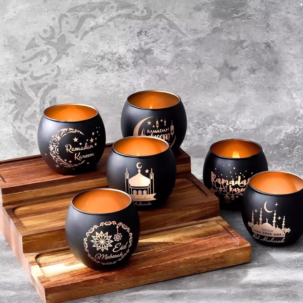 Ramadan Scented Candle Glass Holder Set (MAC391) - Mariam's Collection