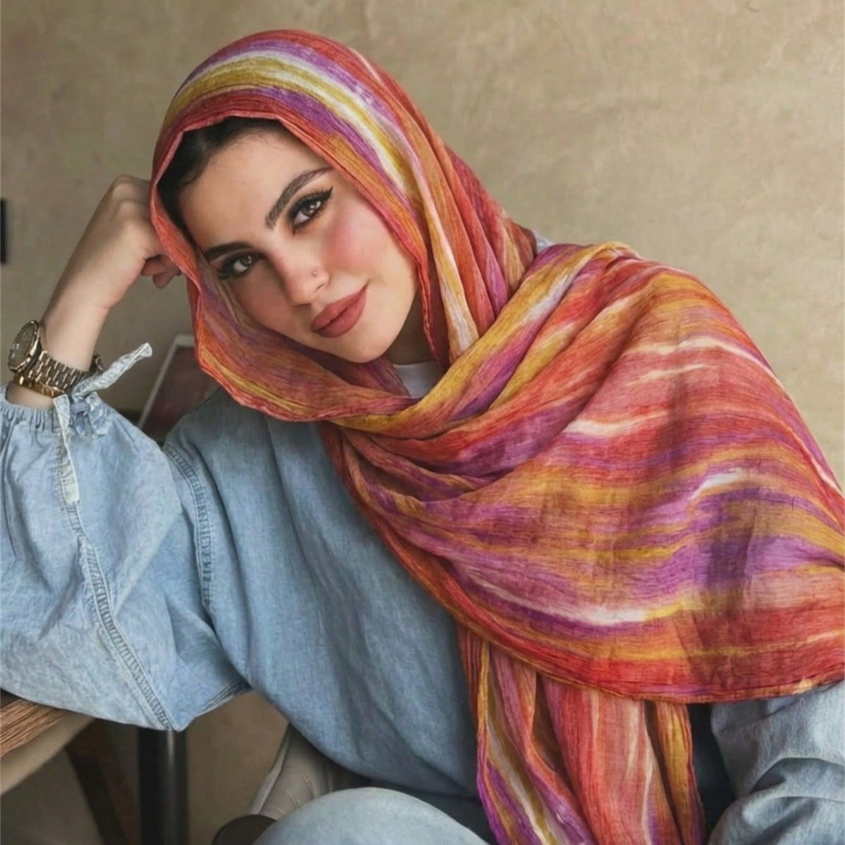 Rayon Gradient Tie - Dye Scarf(MH216) - Mariam's Collection