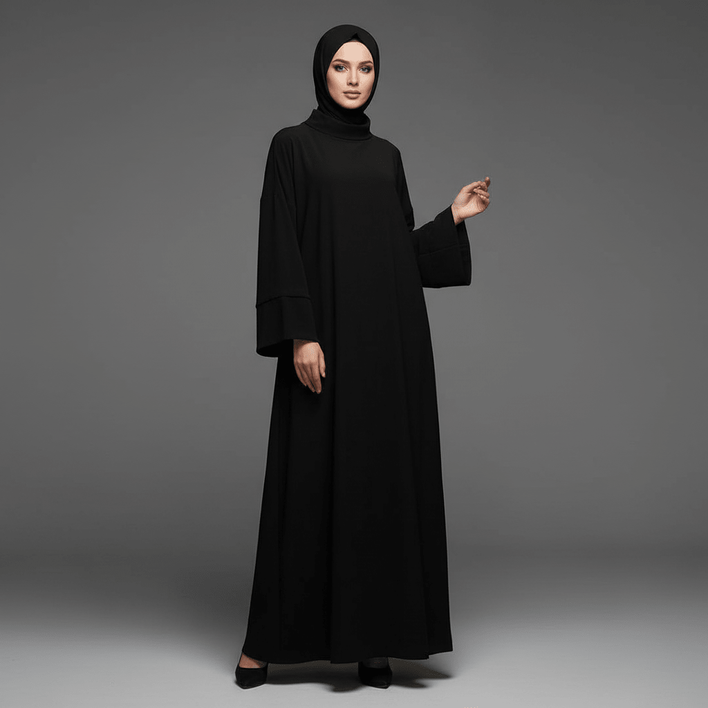 Relaxed Turtleneck Abaya with Pockets (MA383) - Mariam's Collection
