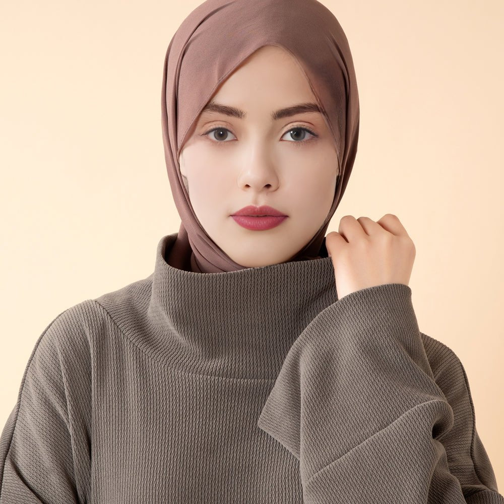 Relaxed Turtleneck Abaya with Pockets (MA383) - Mariam's Collection