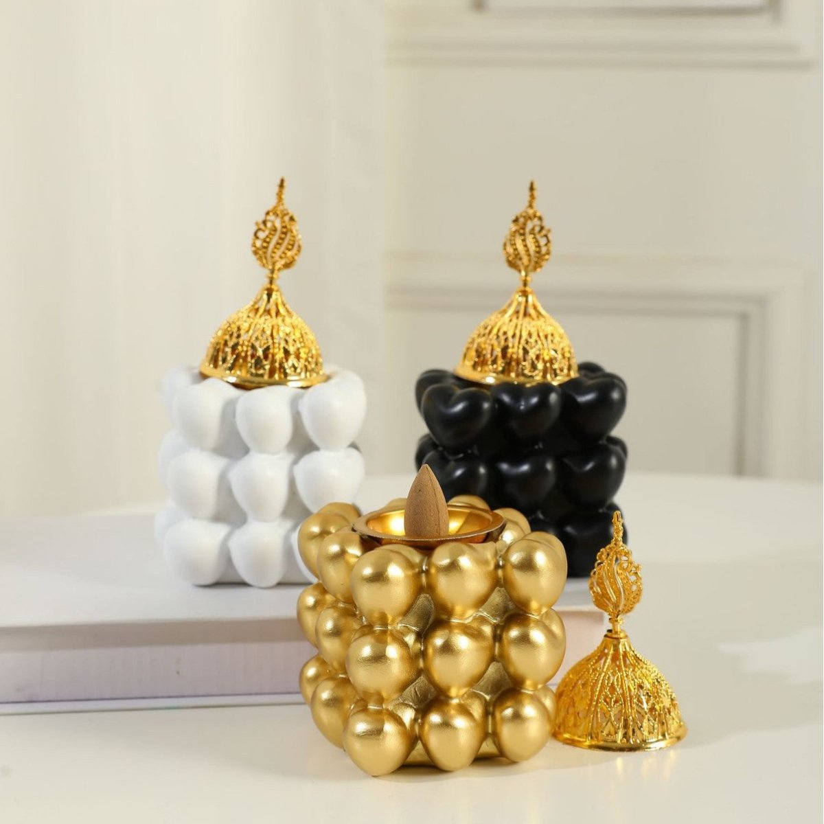 Resin Decorative Heart - Shaped Cube Incense Burner (MAC401) - Mariam's Collection