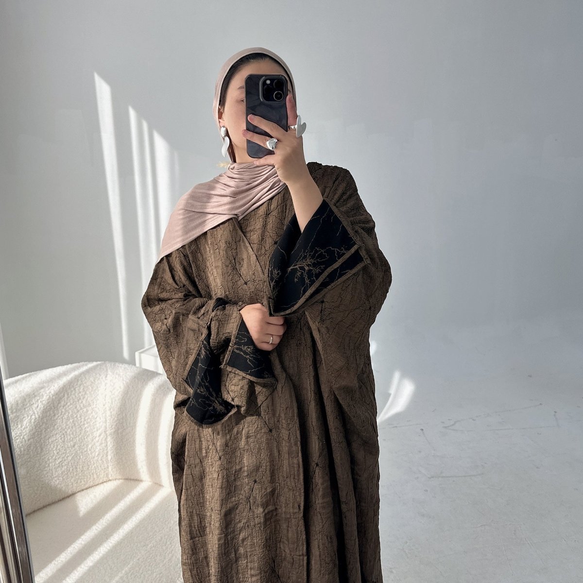 Reversible Jacquard Cardigan & Dress Set(MOA282) - Mariam's Collection