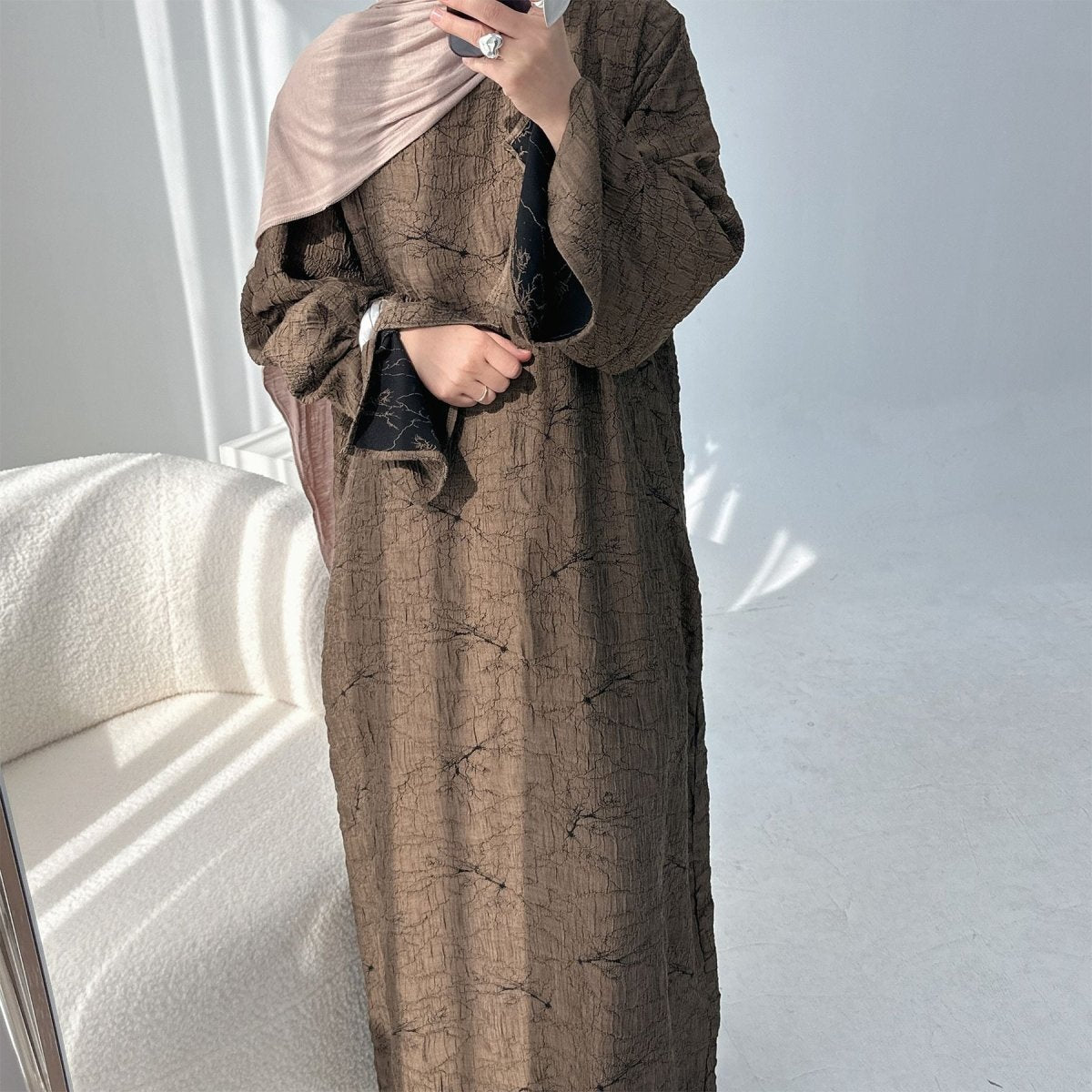 Reversible Jacquard Cardigan & Dress Set(MOA282) - Mariam's Collection