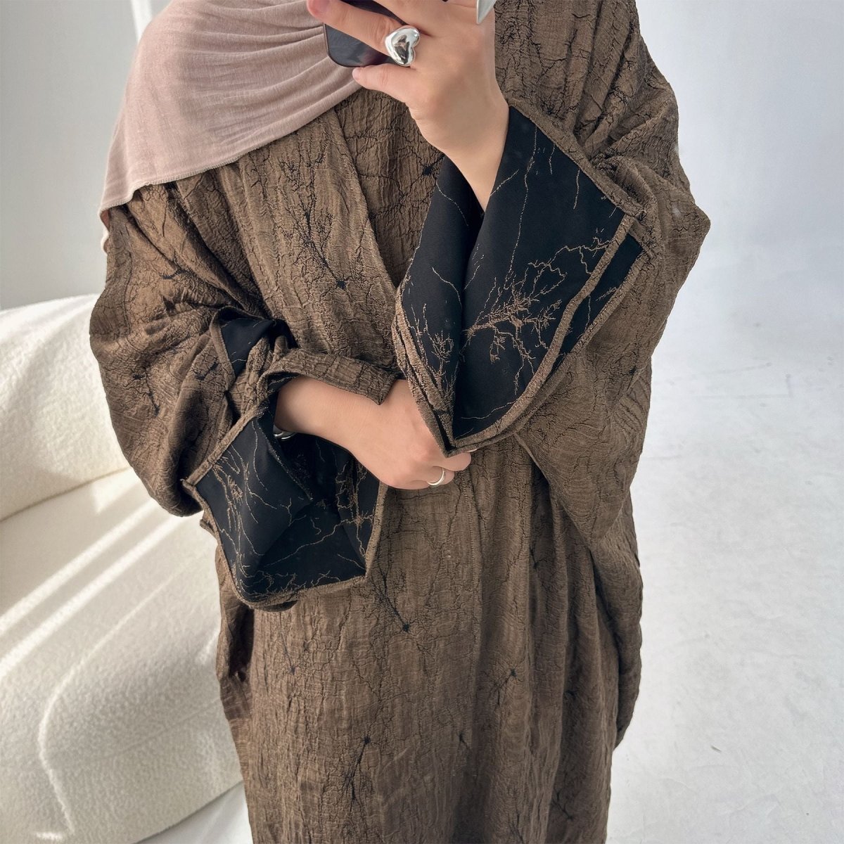 Reversible Jacquard Cardigan & Dress Set(MOA282) - Mariam's Collection