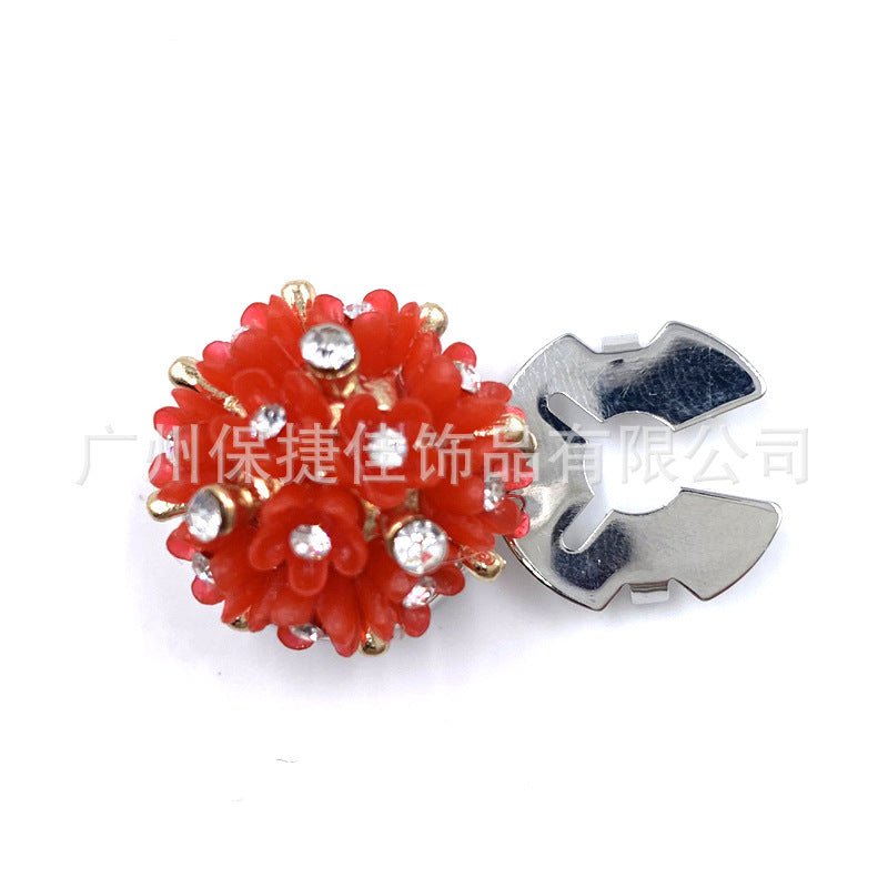 Rhinestone Button Covers | Crystal Flower Decorative Clips(MAC359) - Mariam's Collection