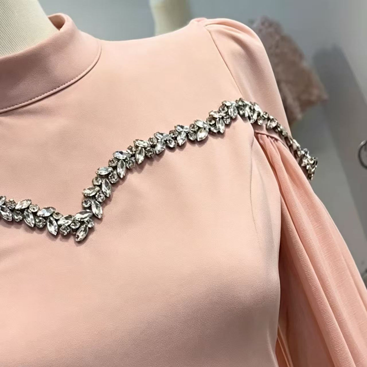 Rhinestone Embellished Evening Gown(MS560) - Mariam's Collection