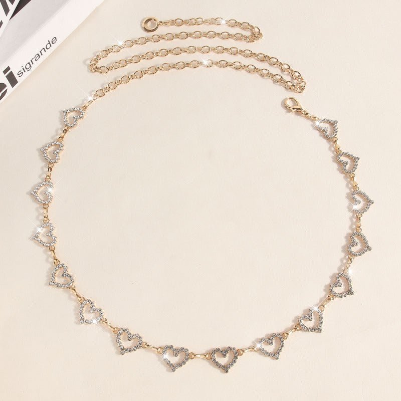Rhinestone Heart Waist Chain | Crystal Body Chain Belt(MAC361) - Mariam's Collection