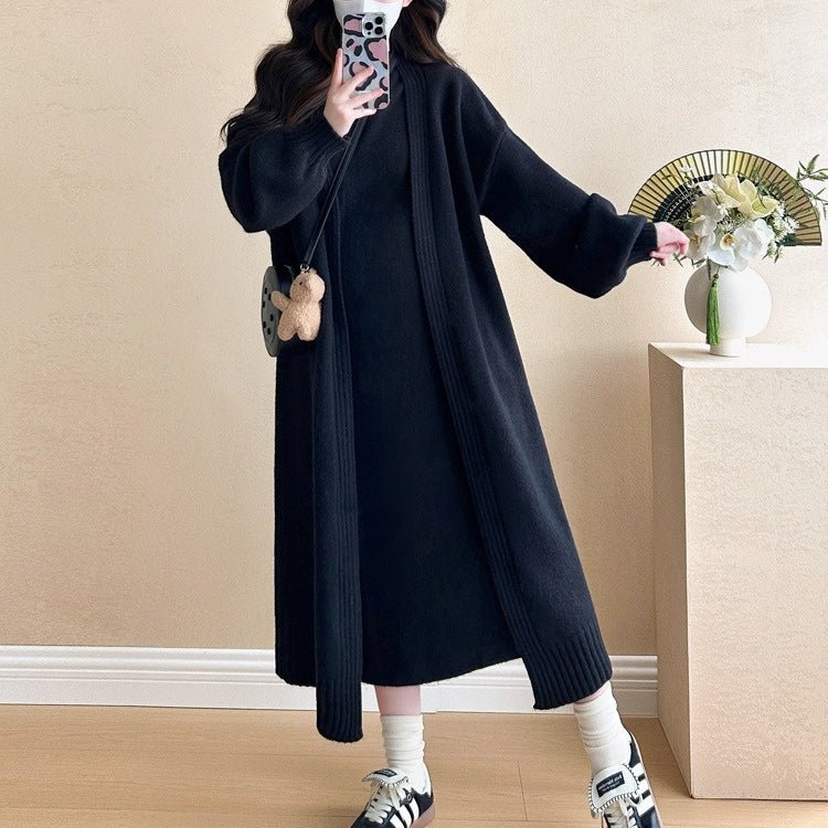 Ribbed Knit Cardigan & Tank Dress Set(MS202) - Mariam's Collection