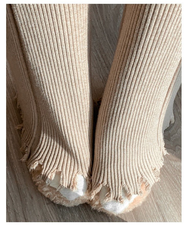 Ribbed Knit Frayed Wide Leg Pants | High Waist Drawstring Flare Pants(MS164) - Mariam's Collection