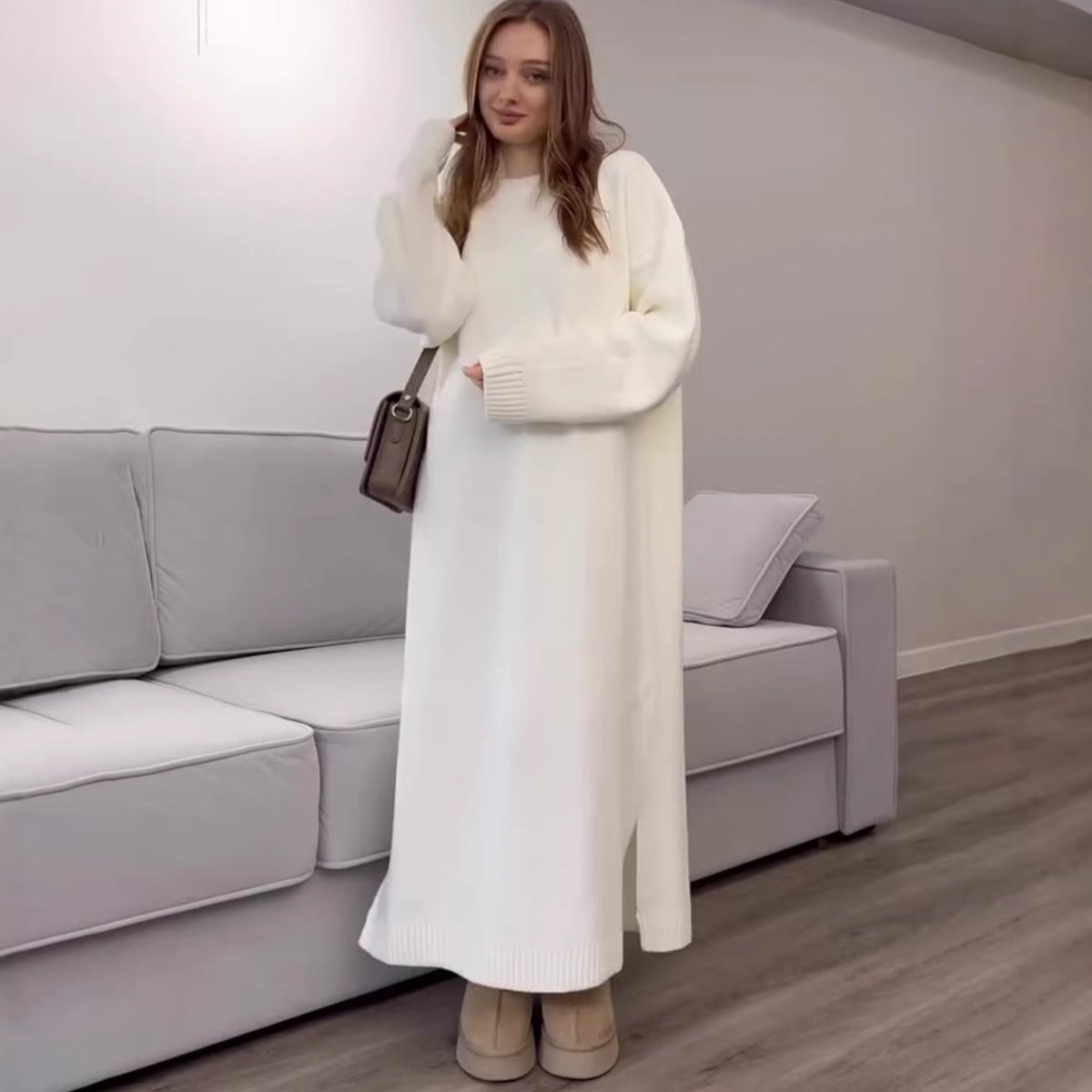Ribbed Knit Maxi Dress – Modest Knit Winter Dress