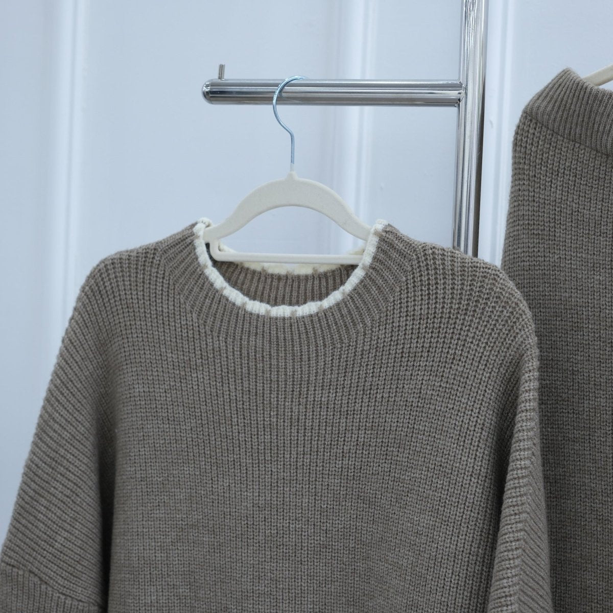 Ribbed Knit Sweater & Skirt Set with Contrast Trim(MS301) - Mariam's Collection