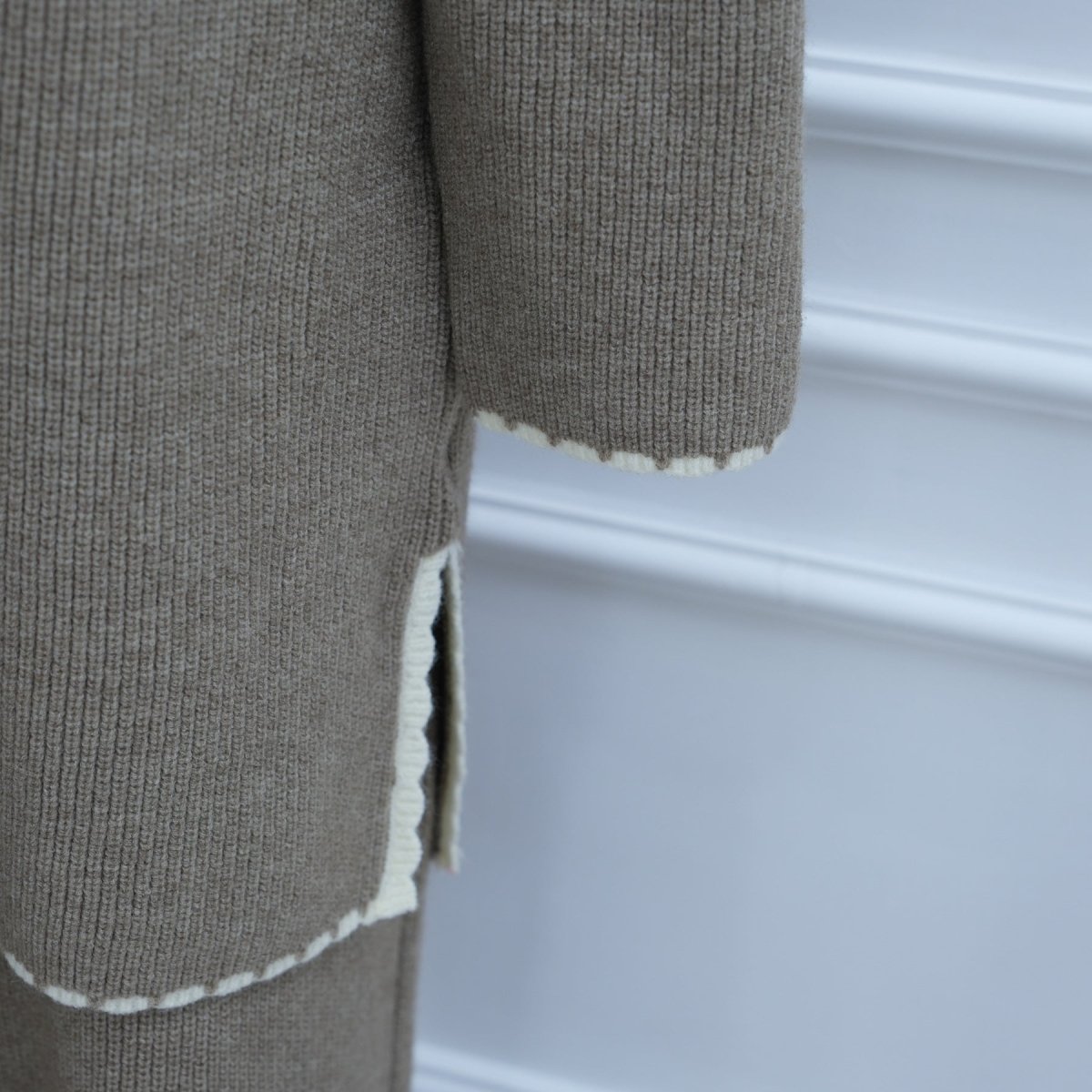 Ribbed Knit Sweater & Skirt Set with Contrast Trim(MS301) - Mariam's Collection