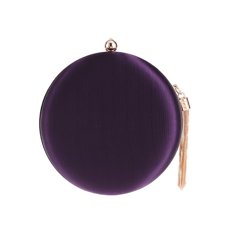 Round Evening Clutch Handbag with Braided Accent (MAC287) - Mariam's Collection