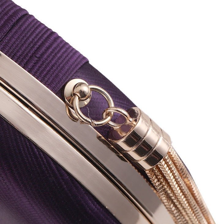 Round Evening Clutch Handbag with Braided Accent (MAC287) - Mariam's Collection