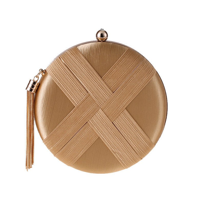 Round Evening Clutch Handbag with Braided Accent (MAC287) - Mariam's Collection
