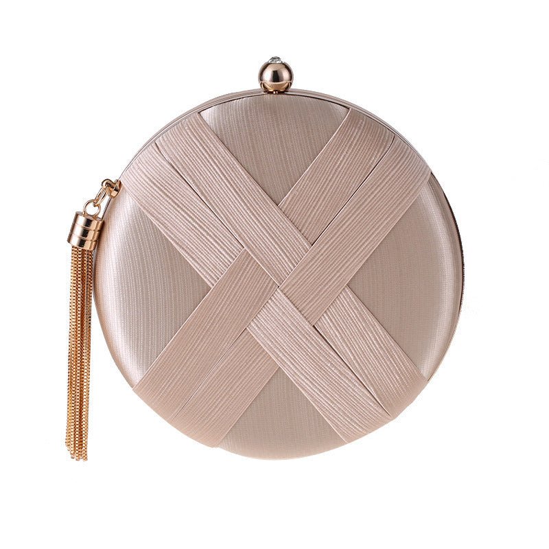 Round Evening Clutch Handbag with Braided Accent (MAC287) - Mariam's Collection