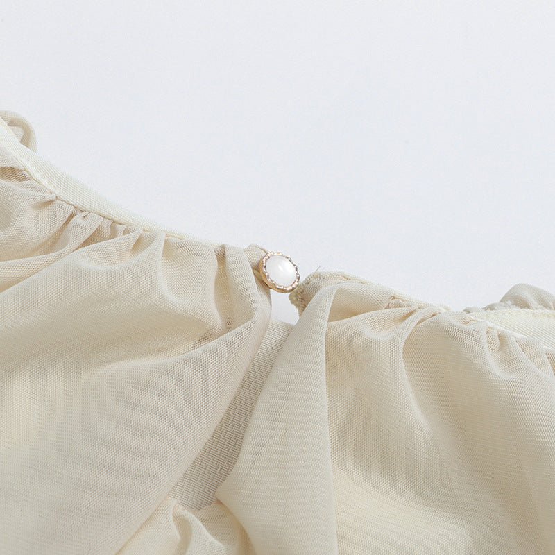 Round Neck Ruched Bodice Lantern Sleeve Floor - Length Dress(MS402) - Mariam's Collection