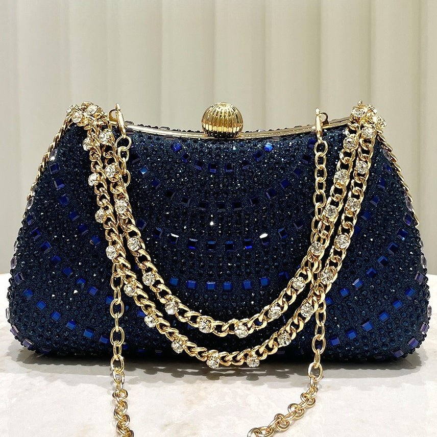 Royal Blue Glitter Clutch Bag Elegant Crystal - Embellished Evening Purse for Women (MAC277) - Mariam's Collection