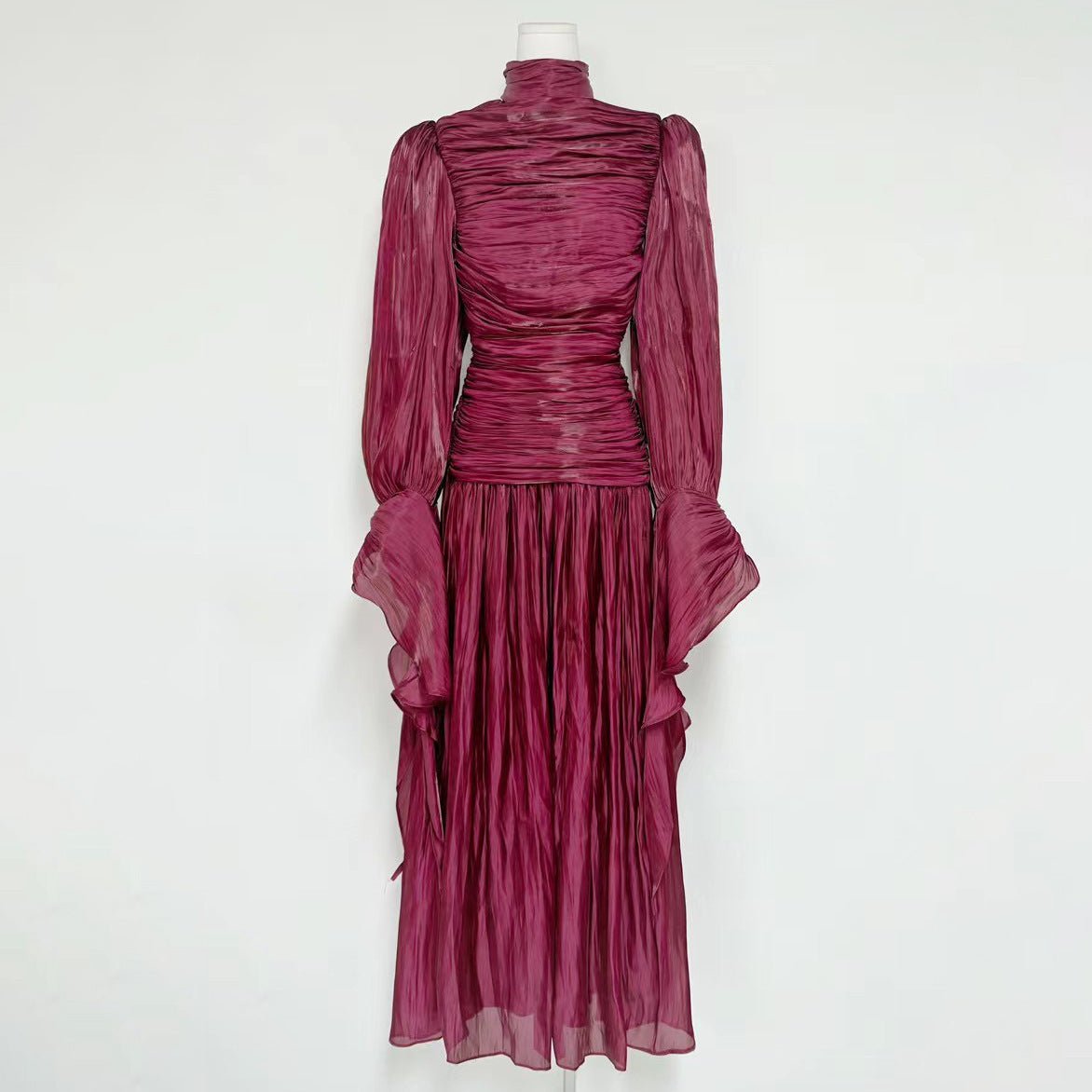 Ruched High Neck Evening Gown(MS221) - Mariam's Collection