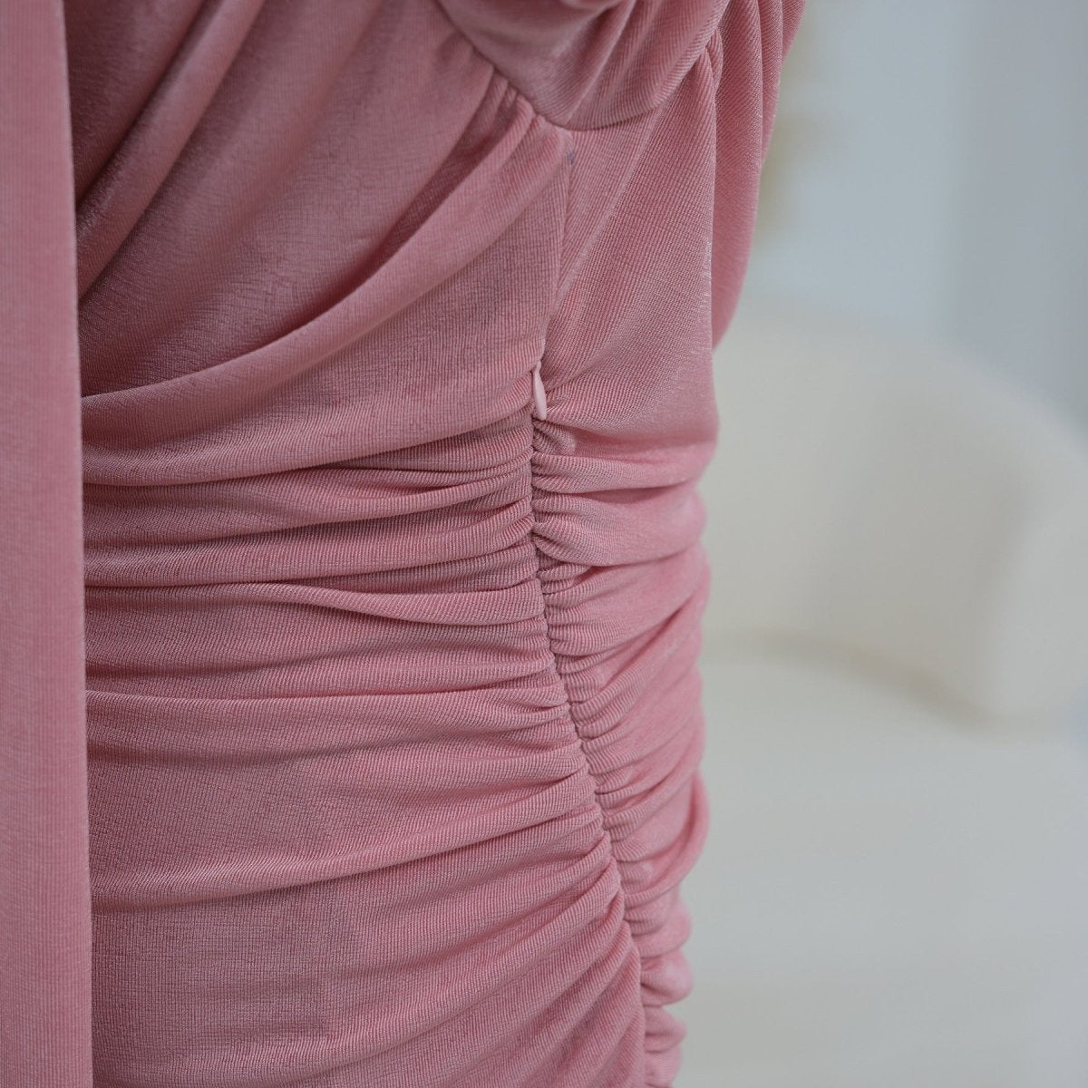 Ruched Maxi Dress with Cape(MS434) - Mariam's Collection