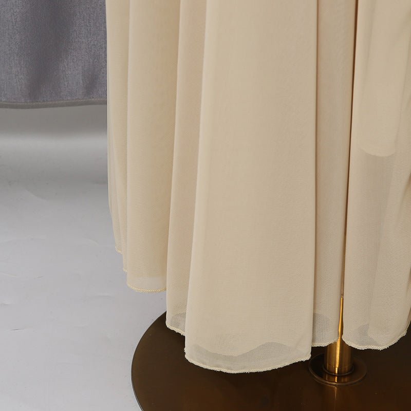 Ruched Panel Maxi Dress | Round-Neck Defined-Waist Occasion Gown(MS578) - Mariam's Collection