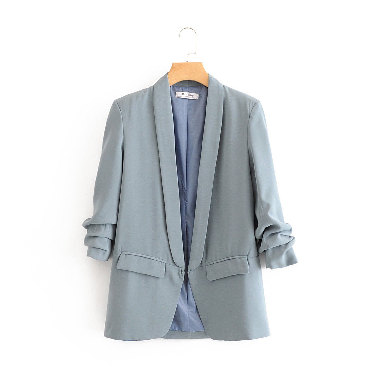 Ruched Sleeve Blazer | Three - Quarter Sleeve Longline Jacket (MS241) - Mariam's Collection