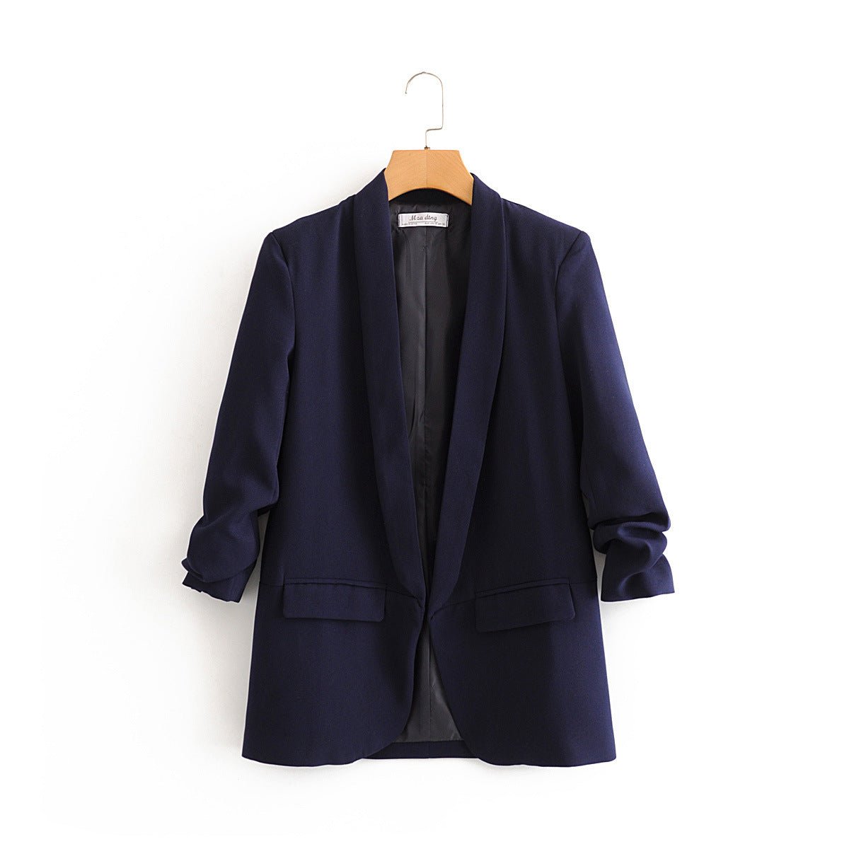 Ruched Sleeve Blazer | Three - Quarter Sleeve Longline Jacket (MS241) - Mariam's Collection