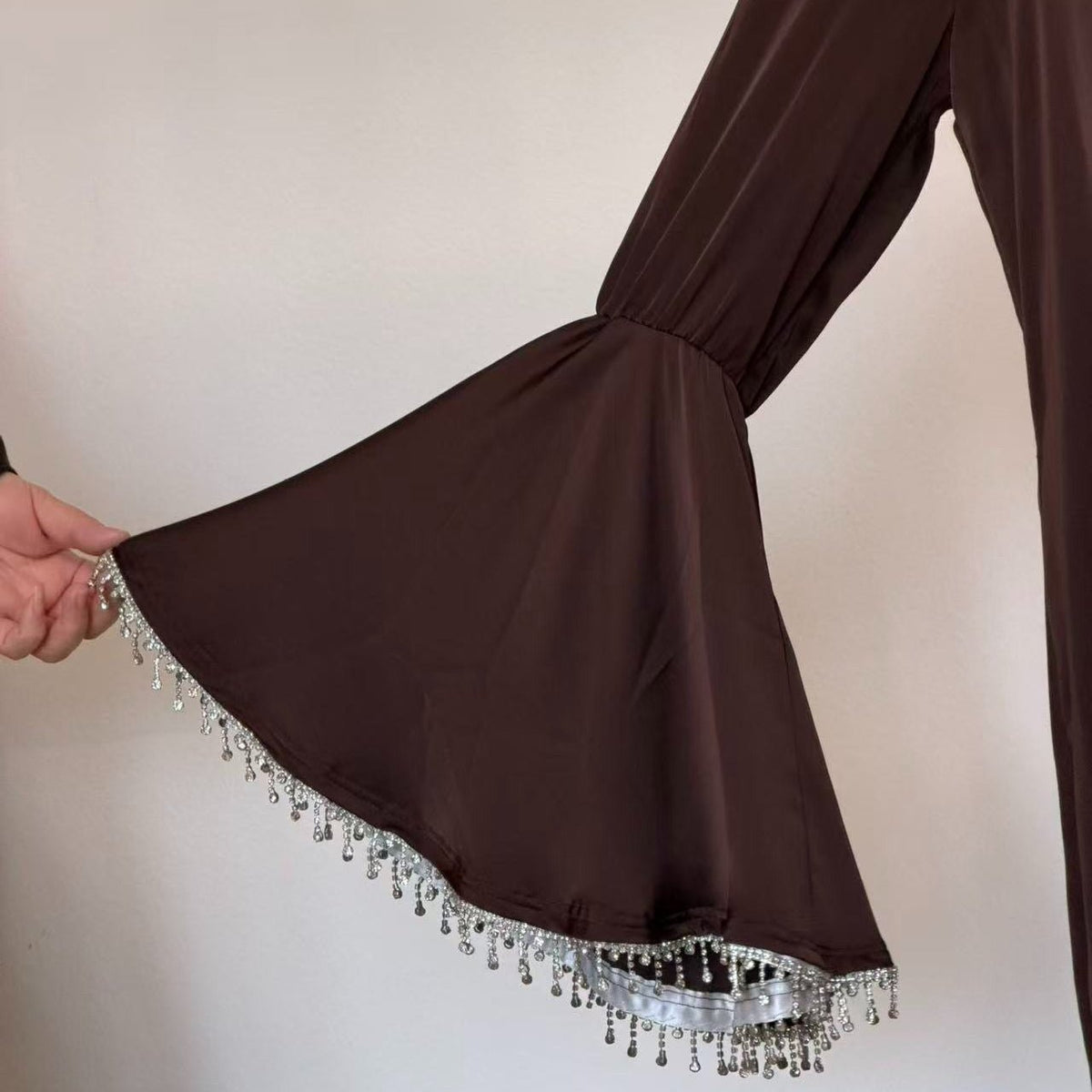 Satin-Effect Pullover Abaya with Pockets - MP075 - Mariam's Collection