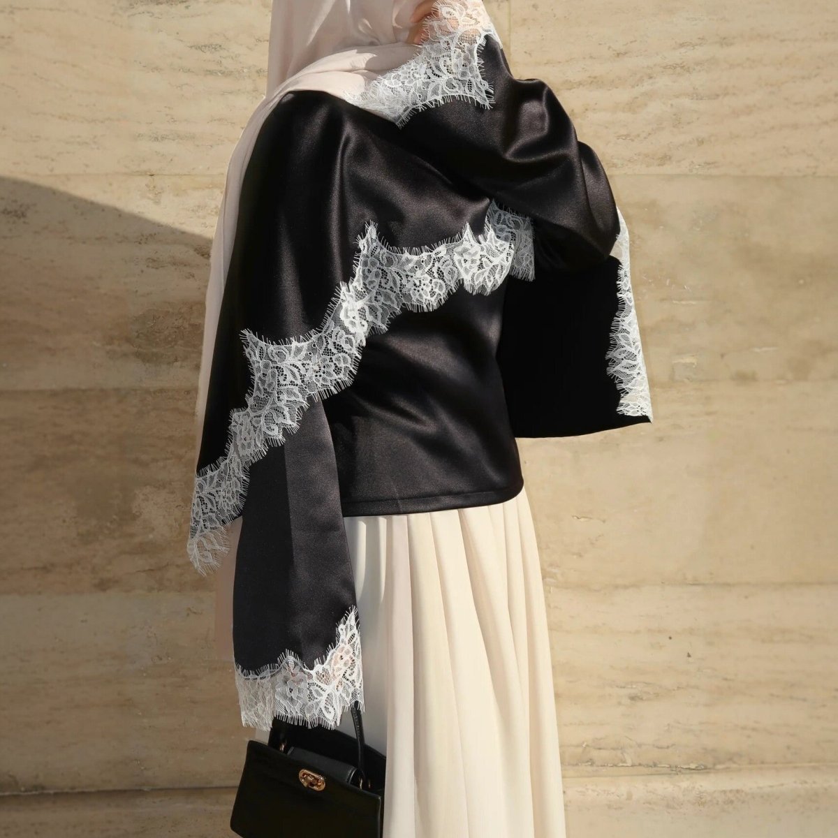 Satin Lace Trim Top(MS433) - Mariam's Collection