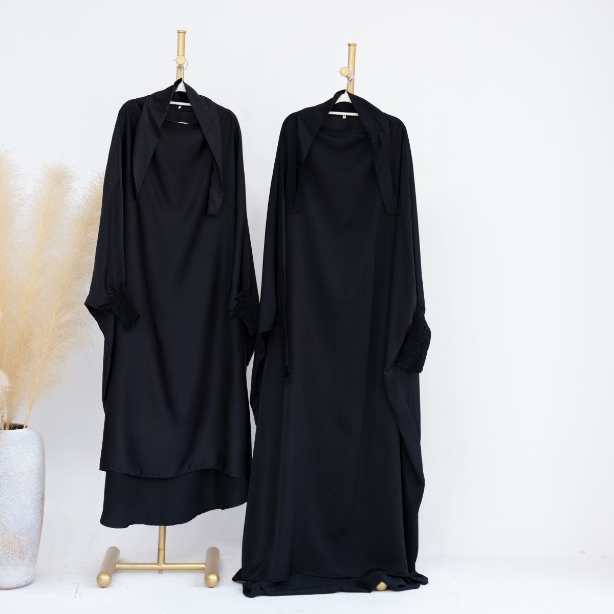 Satin Velvet Mother Daughter Matching Set | Full Circle Maxi Dress with Hijab & Batwing Sleeves(MJ022) - Mariam's Collection
