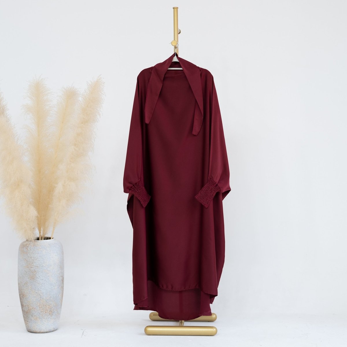 Satin Velvet Mother Daughter Matching Set | Full Circle Maxi Dress with Hijab & Batwing Sleeves(MJ022) - Mariam's Collection